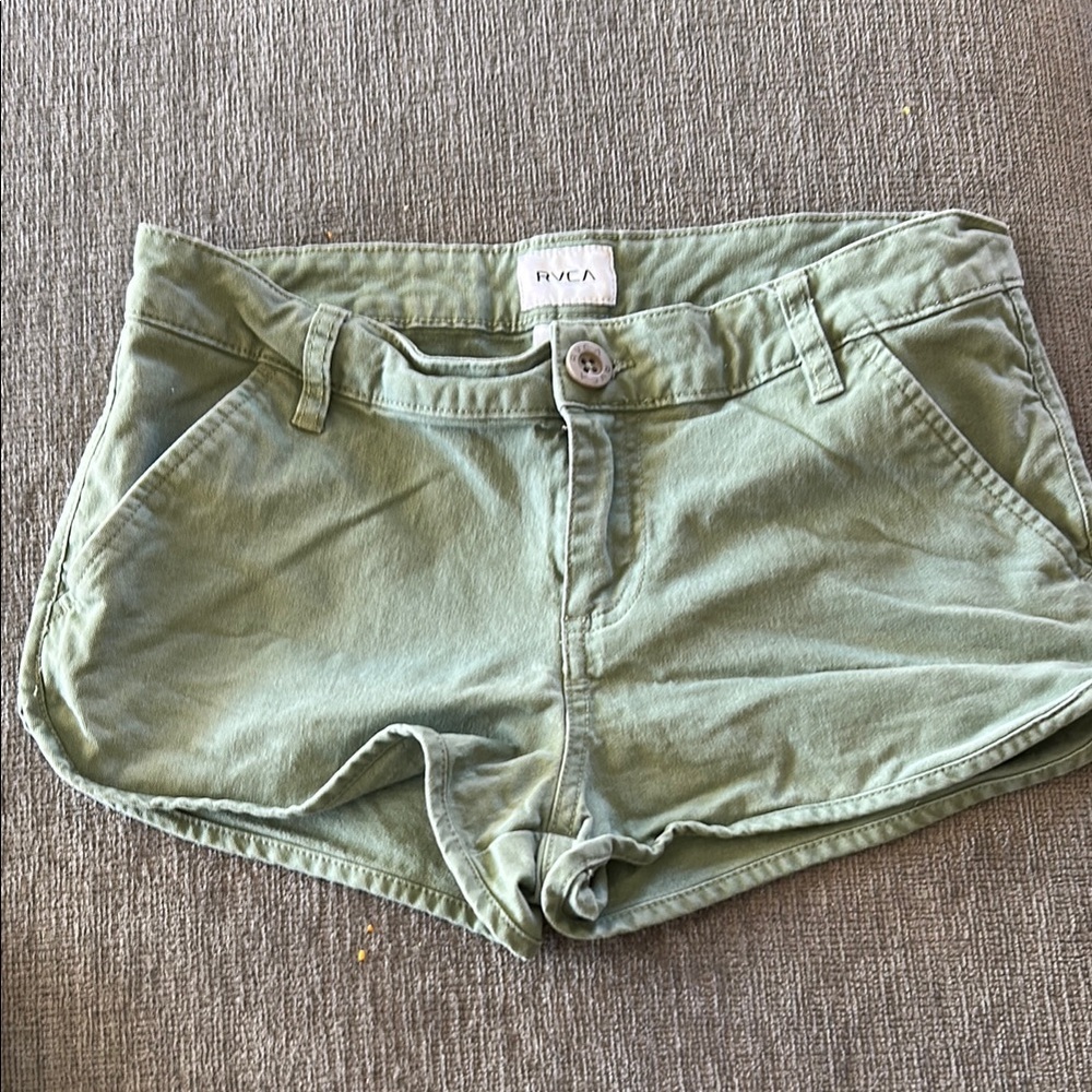 RVCA Green High Waist Shorts with Vintage Appeal